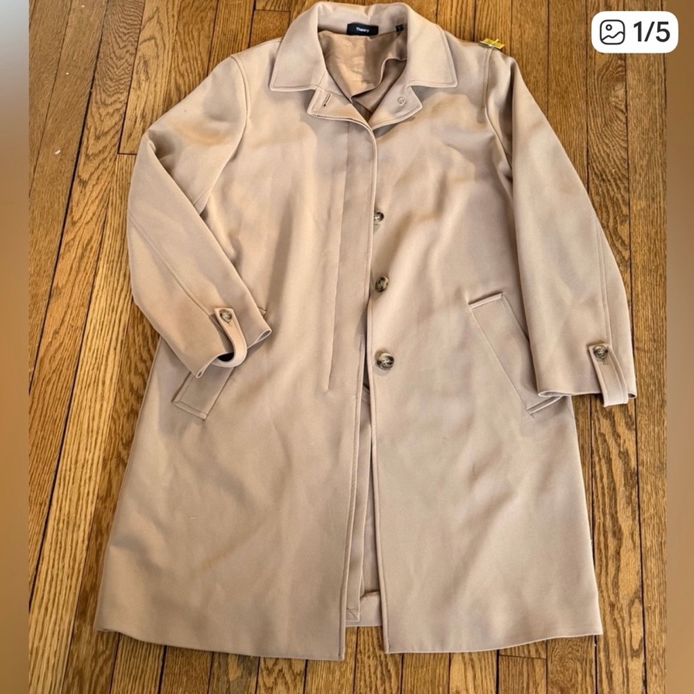 Theory Dafina Maxyne Crepe Trench Coat - Size Medium